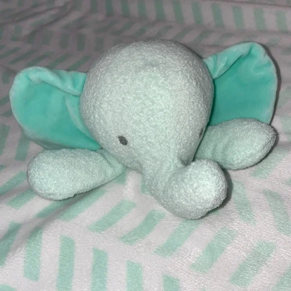 Cloud Island Green Chevron Elephant Lovey Security Blanket 29” Large - Picture 3 of 4
